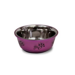 LES FILOUS Fusion Bowl 21cm 1,9L Nerezová miska barevná s černými tlapkami pro psy