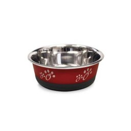 LES FILOUS Fusion Bowl 17cm 0,95L Nerezová miska barevná s bílými tlapkami pro psy
