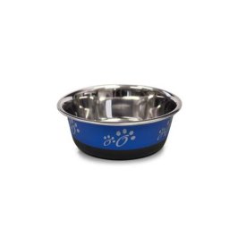LES FILOUS Fusion Bowl 21,5cm 1,9L Nerezová miska barevná s bílými tlapkami pro psy