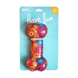 LES FILOUS TRANSPARENT RUBBER BONE WITH PRINTED FABRIC INSIDE 16cm WITH SQUEAKER