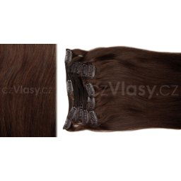 Clip in vlasy odstín 4 Sada: Základní - délka 60 cm, hmotnost 125 g