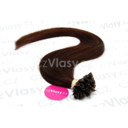Indické vlasy na metodu keratin odstín 2 Délka: 60 cm, Hmotnost: 1 g/pramínek, REMY
