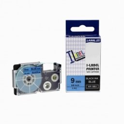 Kompatibilní páska Casio XR-9BU1, 9mm x 8m černý tisk / modrý podklad