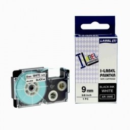 Kompatibilní páska Casio XR-9WE1, 9mm x 8m černý tisk / bílý podklad
