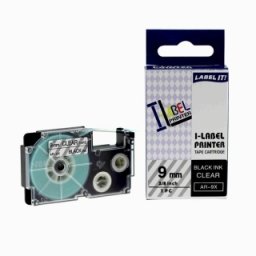 Kompatibilní páska Casio XR-9X1, 9mm x 8m černý tisk / průhledný podklad