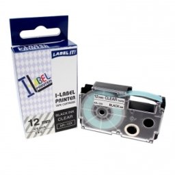 Kompatibilní páska s Casio XR-12WE1, 12mm x 8m černý tisk / bílý podklad