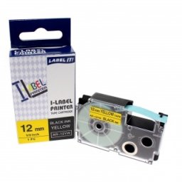 Kompatibilní páska s Casio XR-12YW1, 12mm x 8m černý tisk / žlutý podklad
