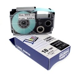 Kompatibilní páska s Casio XR-18WE1, 18mm x 8m černý tisk / bílý podklad