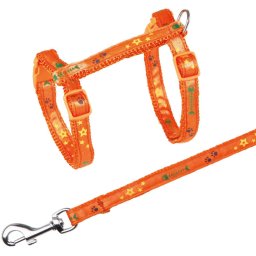 Postroj s vodítkem pošitý stužkou, nylon/plast Barva: oranžová