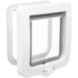 Průchozí kočičí dvířka bílá - 2 funkce