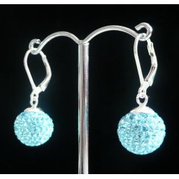 Stříbrné náušnice kuličky aqua 12mm