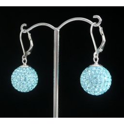 Stříbrné náušnice kuličky aqua 14mm