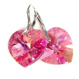 Stříbrné náušnice srdíčka Light Rose