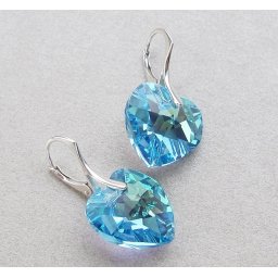 Stříbrné náušnice srdíčka Aquamarine