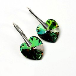 Stříbrné náušnice srdíčka Vitrail Medium