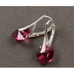 Stříbrné náušnice srdíčka Fuchsia AB