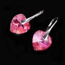 Stříbrné náušnice srdíčka Light Rose AB