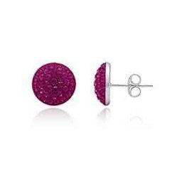 Stříbrné náušnice pecky Dark Pink 8mm