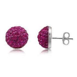 Stříbrné náušnice pecky Dark Pink 14mm