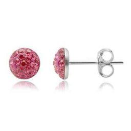 Stříbrné náušnice pecky Pink 6mm