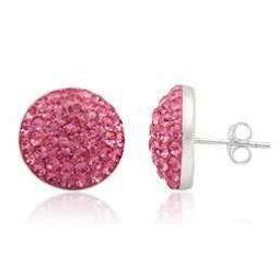 Stříbrné náušnice pecky Pink 14mm
