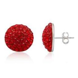 Stříbrné náušnice pecky RED Magma 14mm