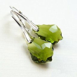 BAROQUE stříbrné náušnice Olivine