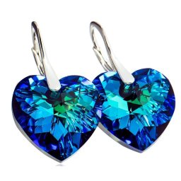 Stříbrné náušnice srdce Bermuda Blue