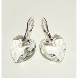 Stříbrné náušnice srdce Crystal