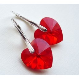 Stříbrné náušnice srdce Light Siam AB