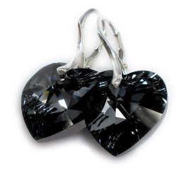 Stříbrné náušnice srdce Silver Night