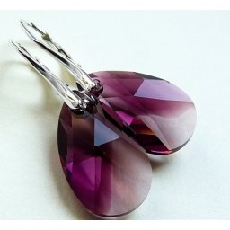 PEAR stříbrné náušnice Blend Amethyst