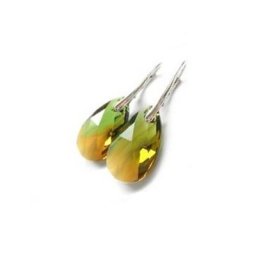 PEAR stříbrné náušnice Green Topaz
