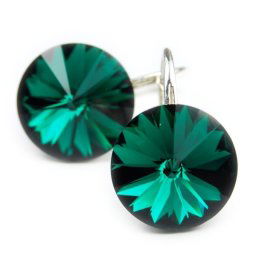 RIVOLI stříbrné visací náušnice Emerald