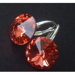 RIVOLI stříbrné visací náušnice Padparadscha