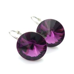 RIVOLI stříbrné visací náušnice Amethyst