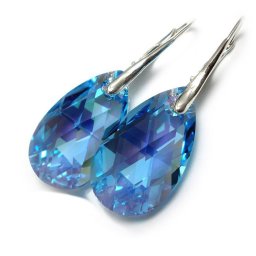PEAR stříbrné náušnice Aqua