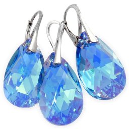 PEAR stříbrná sada Aquamarine