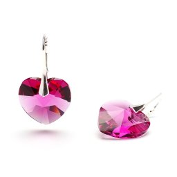 Stříbrné náušnice srdce FUCHSIA