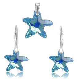 STARFISH stříbrná sada Aquamarine