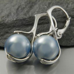 PEARLS stříbrné náušnice Light Blue