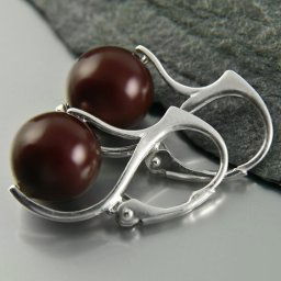 PEARLS stříbrné náušnice Maroon