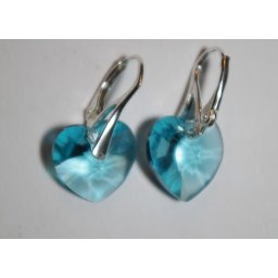 SRDCE stříbrné náušnice Light Turquoise