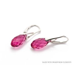 BRIOLETTE stříbrné náušnice Fuchsia