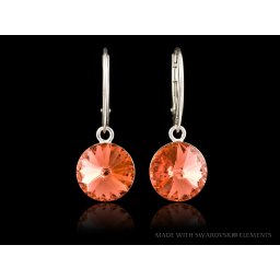 RIVOLI stříbrné náušnice visací Padparadscha - 12 mm