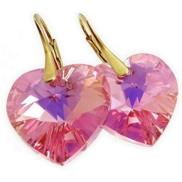 Pozlacené stříbrné náušnice srdce Light Rose