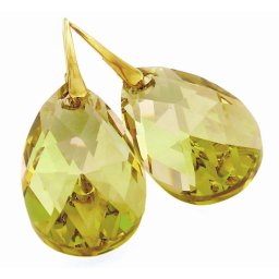 Pozlacené stříbrné náušnice Pear Lumin Green