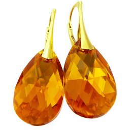 Pozlacené stříbrné náušnice Pear Topaz AB