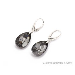Stříbrné visací náušnice Pear Silver Night