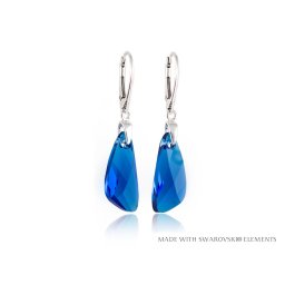 Stříbrné visací náušnice Wing Capri Blue
